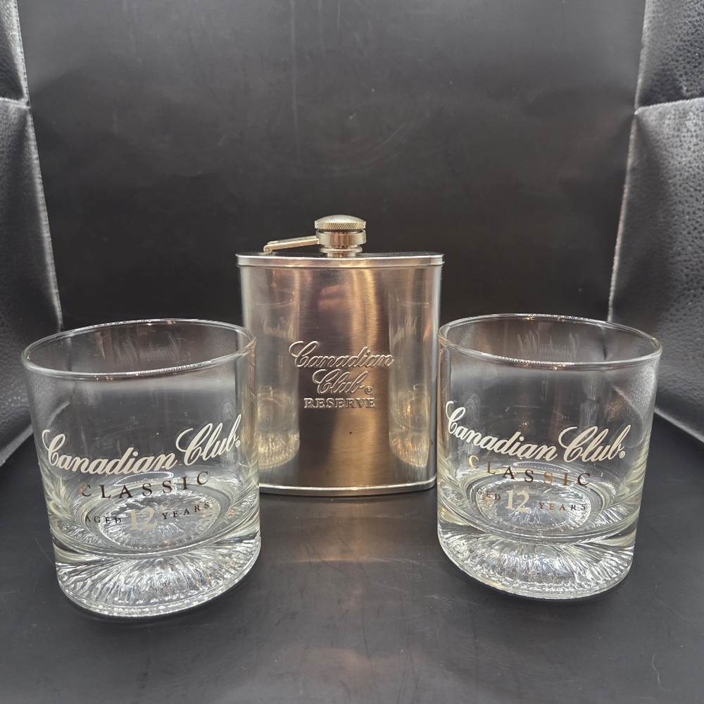Canadian Club Classic Glass and Flask Set